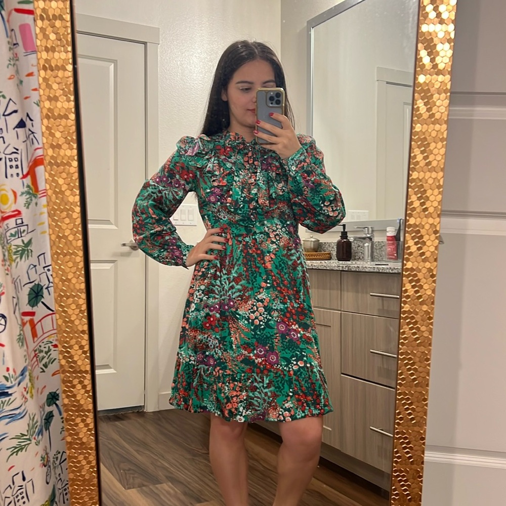 Banjanan Liberty Floral Tie Neck Mini Dress - Picture 1 of 11